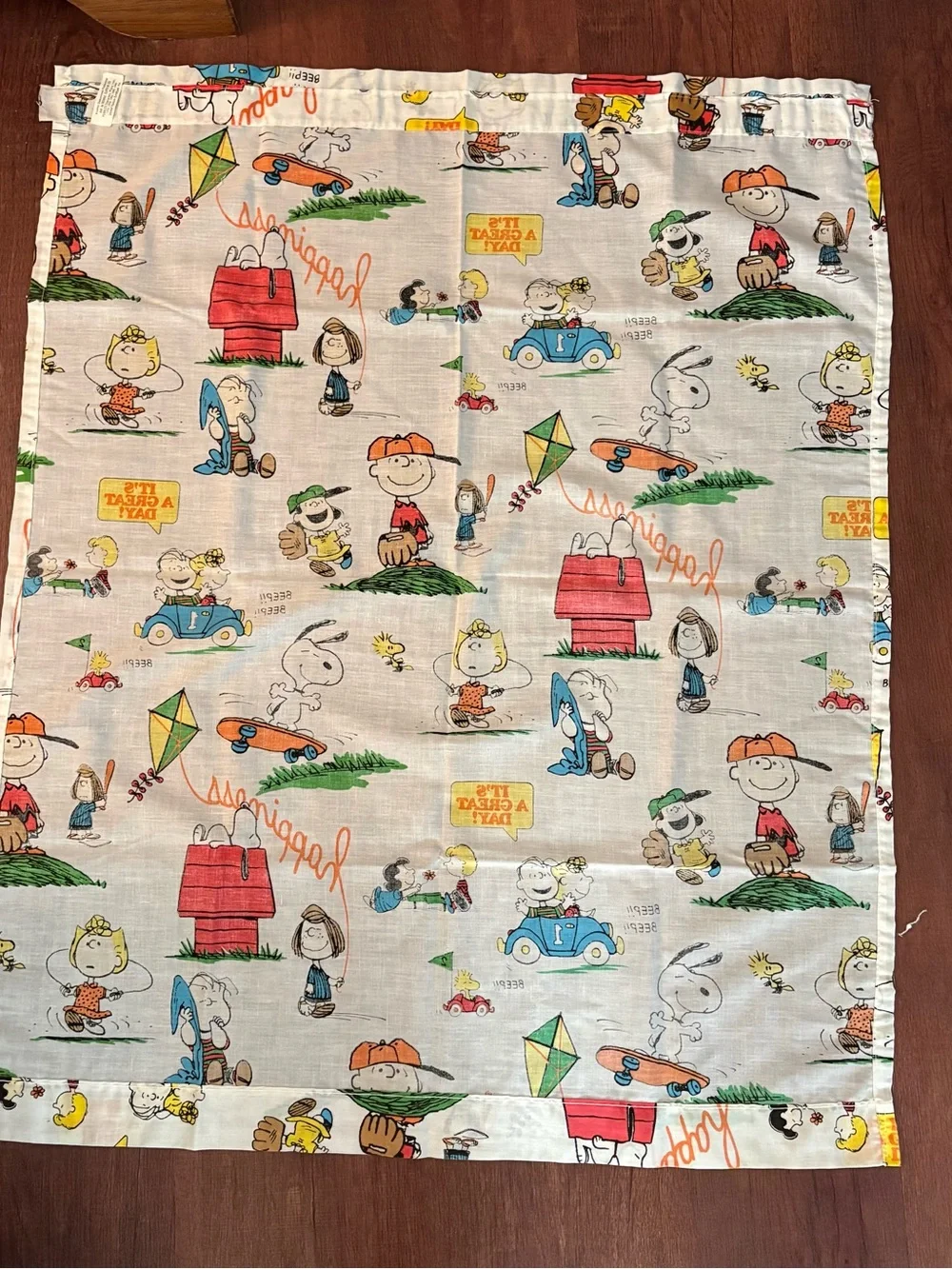 Vintage Peanuts Snoopy Charlie Brown Curtains Rennie 29x36.5 Pair Happiness